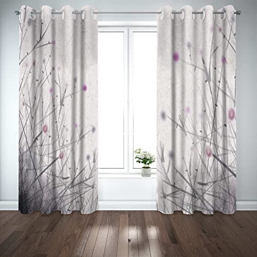 PVMLVM Schlafzimmer Vorhang 2Er Set 3D Kunst Abstrakte Lila Blume Muster Verdunkelung Gardinen Blickdicht Mit Ösen Polyester Vorhänge Für Kinderzimmer Wohnzimmer Fensterdekoration 300x280cm Cover