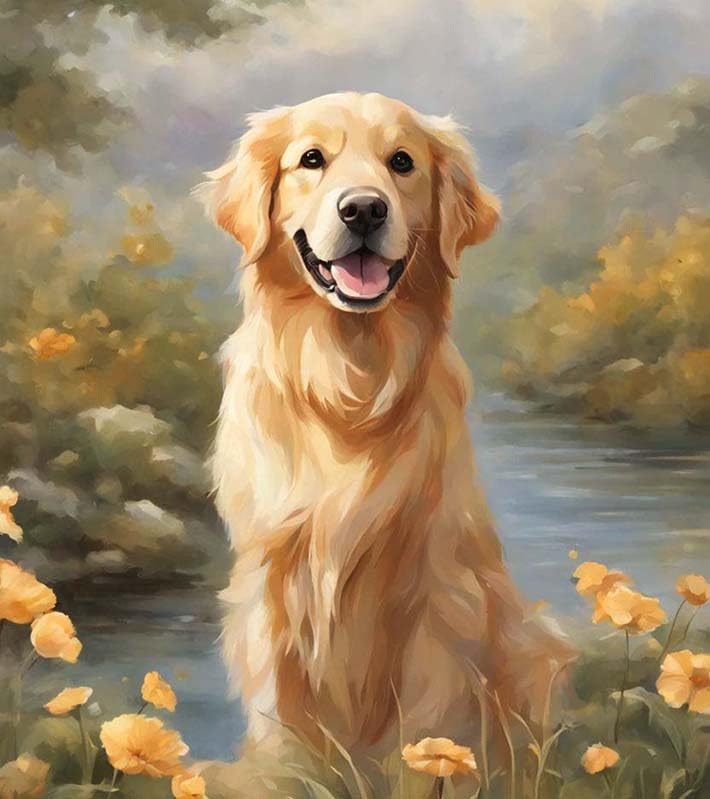 Malen Nach Zahlen Golden Retriever 40x50 Cm – DIY Ölgemälde Set Für Erwachsene & Kinder