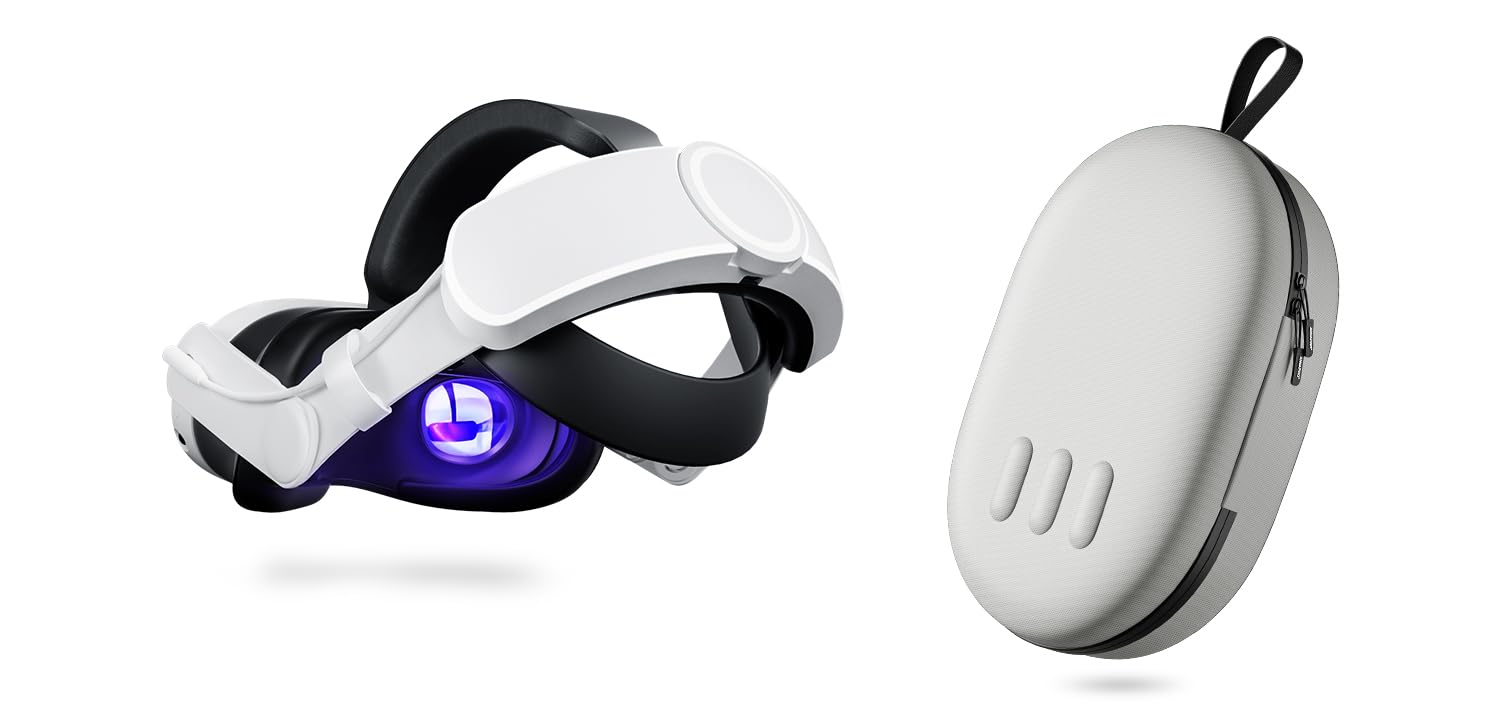 ANNAPRO Battery Head Strap and Carrying Case for Meta Quest 3, Grey Case