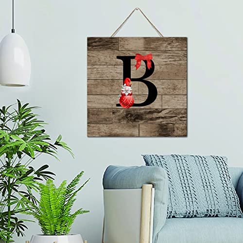 Plaque murale bois monogramme B cadeau Noël personnalisé