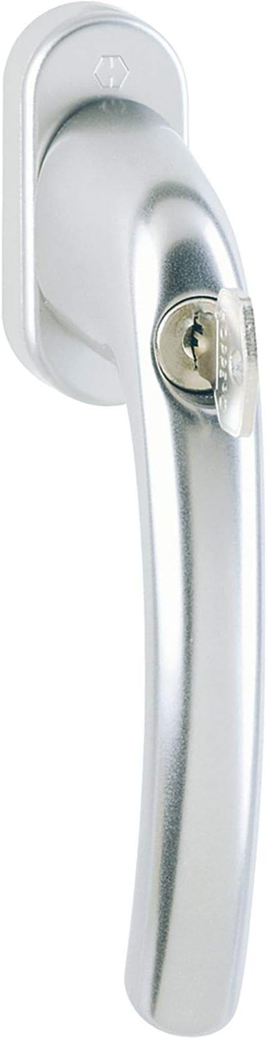HOPPE 8164535 Tokyo Window Handle - Locking Cylinder, 45 Degrees, Square Spindle 7 x 35 mm, Silver, 1 Piece