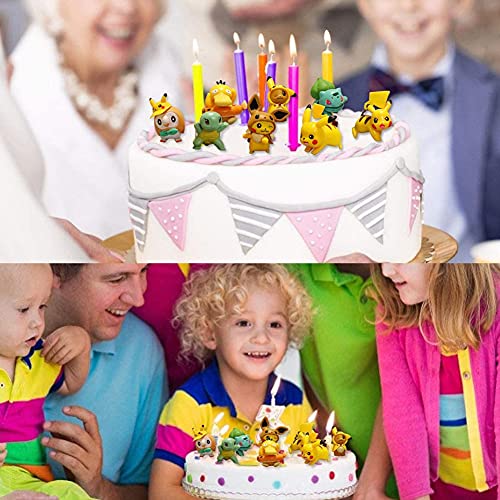TRRY Pokémon Mini-figuren, 8-delige set voor verjaardagsfeestjes, cupcake, Pikachu, figuren, taartdecoratie voor… - Image 5