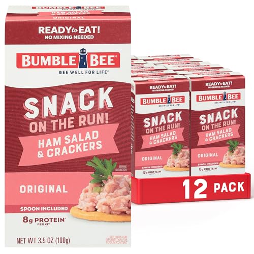 Bumble Bee Snack On The Run Ham Salad with Crackers Kit, 3.5 oz (Pack of 12) - Ready to Eat, Spoon Included - Shelf Stable & Convenient Protein Snack