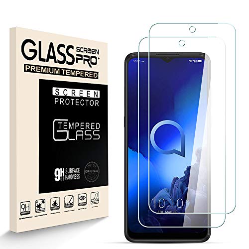 HJX Protector de Pantalla para Alcatel 3X 2019 [2-Pack], Vidrio Templado de 9H Dureza, 2.5D Alta Definicion Sin Burbujas, Alta Sensibilidad, Alcatel 3X 2019 Protector de Pantalla