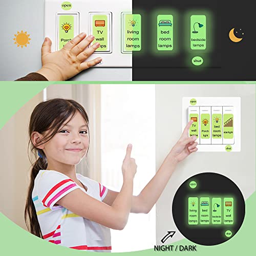 Glow In The Dark Switch Stickers Decals Luminous Light Switch Stickers Labels, 4 Sheets 4Inch Glow In The Dark Markers For Office School Kitchen Living Room Kids Room #TOP1