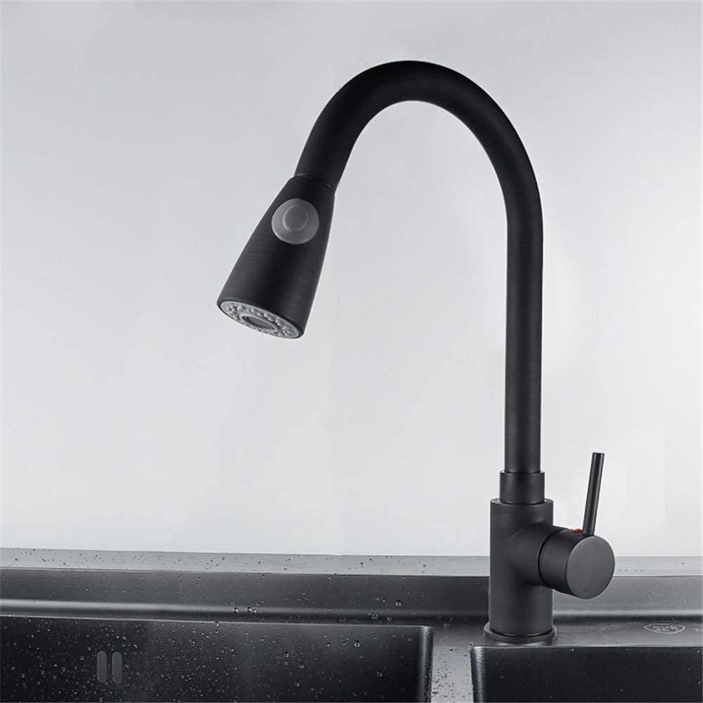 Robinet de cuisine mitigeur noir en cuivre avec douchette extractible pour évier moderne