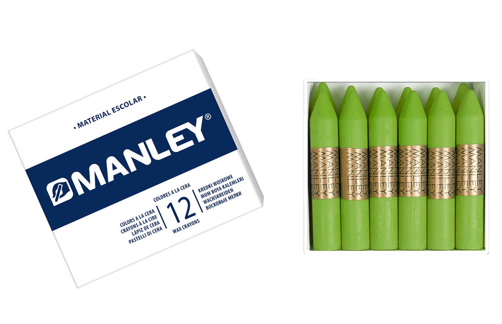 Lot de 12 Crayons de Cire Manley - Vert et Jaune