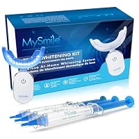 MySmile Teeth Whitening Kit with 5LED Light, 10 Min Non-Sensitive Fast Teeth Whitener, 3 Packs 3mL Whitening Gel, Removes Stains from Coffee, Wine, Soda, Food
