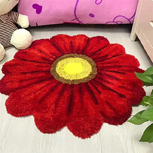 Handgemachte Sonnenblume Teppich, Blumenform Ultra Soft Fluffy Bodenmatte, Wasser Absorbierend...
