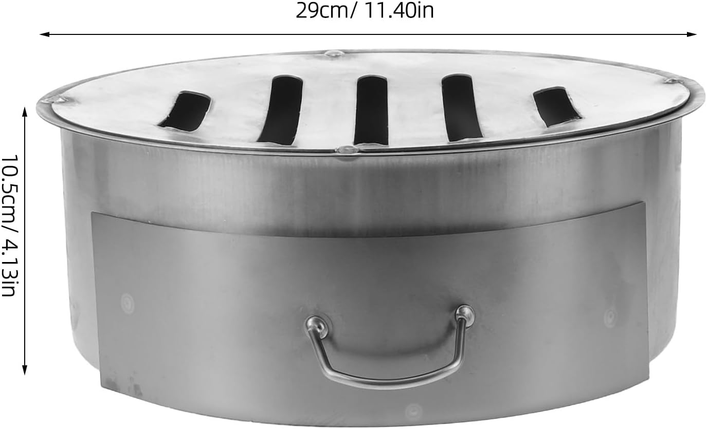 1 Set Fireplace Ash Tray with Detachable Drawer - Metal Wood Burner Round Ash Box - Wood Stove Grate Box for Efficient Collection Removal Replacement