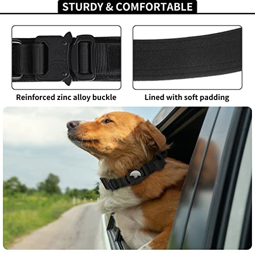 Tactical Airtag Dog Collar, Feeyar Heavy Duty Air Tag Dog Collar [Thick & Wide], Military Dog Collar With Apple Airtag Holder And Handle, Adjustable Gps Dog Collar For Medium Large Dogs (L, Black) #TOP3