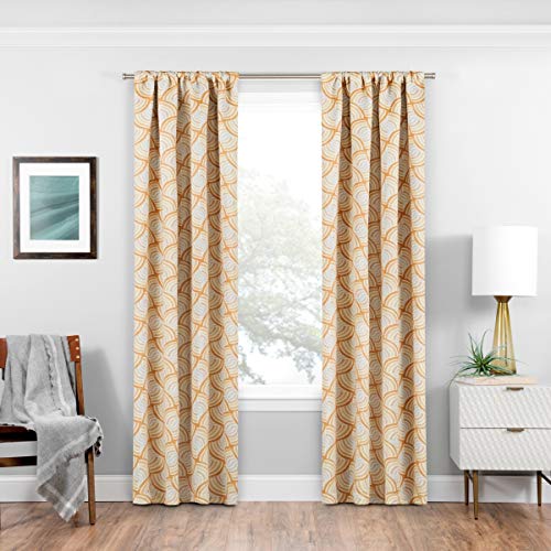 ECLIPSE Benchley Mid Century Modern Blackout Thermal Rod Pocket Window Curtains for Bedroom or Living Room (1 Panel), 37 in x 95 in, Teal - Thumbnail 4