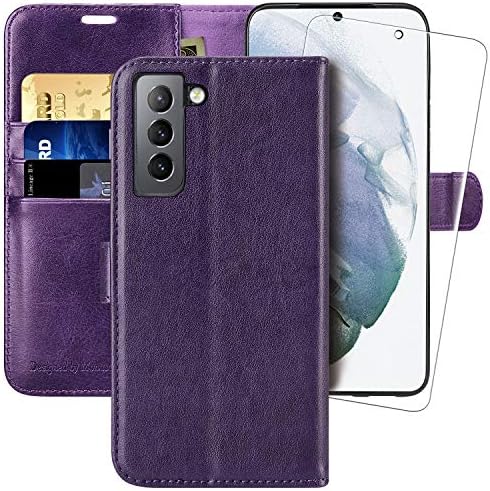 MONASAY Galaxy S22 5G Wallet Case,6.1 inch [Included Screen Protector][RFID Blocking] Flip Folio Leather Cell Phone Cover with Credit Card Holder for Samsung Galaxy S22 5G