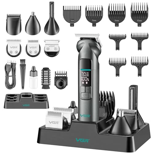 Image of VGR 6-in-1 Beard Trimmer for Men, All-in-One Grooming Kit with Hair Clippers, Body Groomer, Foil Shaver & Nose Trimmer, IPX7 Waterproof Cordless Trimmer, 150-Min Runtime, USB-C Rechargeable