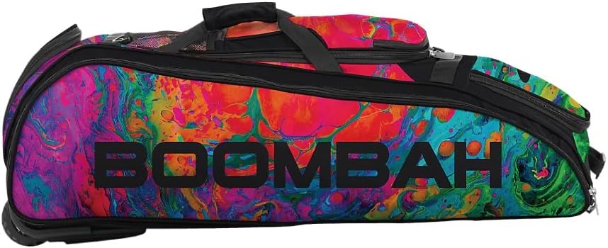Boombah Beast Rolling Bat Bag 2.0-40" x 14" x 13" - Lava 3 Multi - Holds 8 Bats, Glove and Shoe Compartments