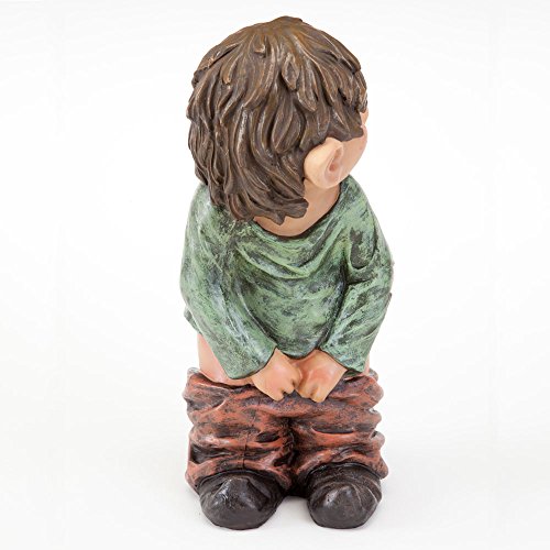 Bits And Pieces - Caught With His Pants Down Garden Elf Statue - Naughty Garden Elf Yard Art, Funny Gnome Or Elf - Polyresin Statue Measures 13-1/2" High X 5" Wide #TOP4