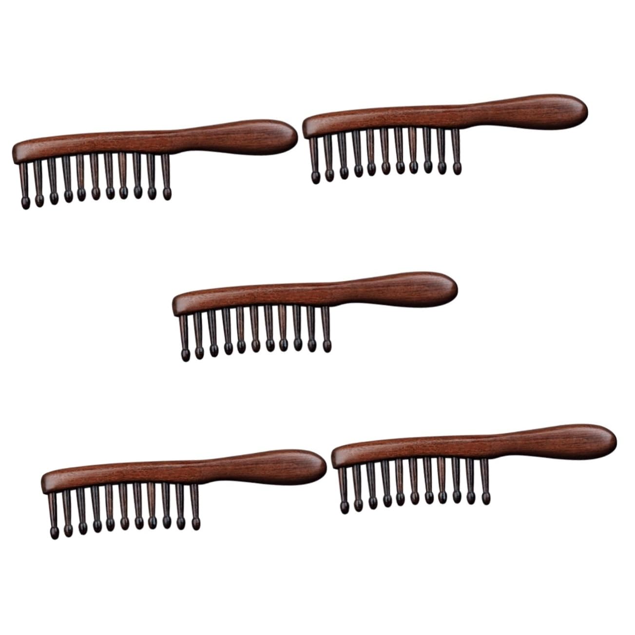 MAGICLULU 5 Pièces Peigne à friser en bois de santal peigne à dents larges curly roll comb à cuir chevelu pour femme Cheveu de massage Utilitaires de santé