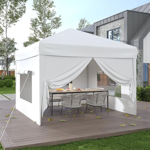 Garvee 10x10FT Pop Up Canopy with Sidewalls, Outdoor Canopy Tent with SandBag & Carry Bag for Commercial Events, Camping, Backyard Parties, White by Garvee - Used condition - Image 7