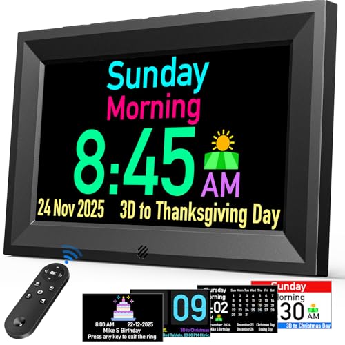 GOLOZA 7'' Digital Dementia Clock, Talking Clock with 10 Volumes, 6 Display with 10 Color Modes, Auto Dimmable, Alarms & Birthday & Holiday Reminders, 3 Pill Reminders Clocks for Seniors