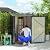 Outsunny 3.3' x 3.4' Outdoor Storage Shed, Galvanized Metal Utility Garden Tool House, Lockable Door for Backyard, Bike, Patio, Garage, Lawn, Dark Gray