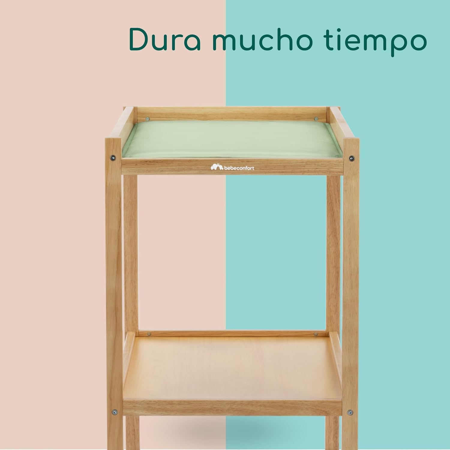 Bebeconfort Daisy, Cambiador Bebé Mueble, 0-12 M (11 kg), Cambiador Incluido, Impermeable, Fácil Limpieza & Montaje, Seguridad Garantizada, Fácil Acceso al Bebé, Estante, Madera Natural