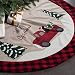 GMOEGEFT 48 Inches Christmas Tree Skirt Burlap with Buffalo Check Trim Rustic Truck and Dog Printing Xmas Home Decoration Ornaments (Truck & Dog)