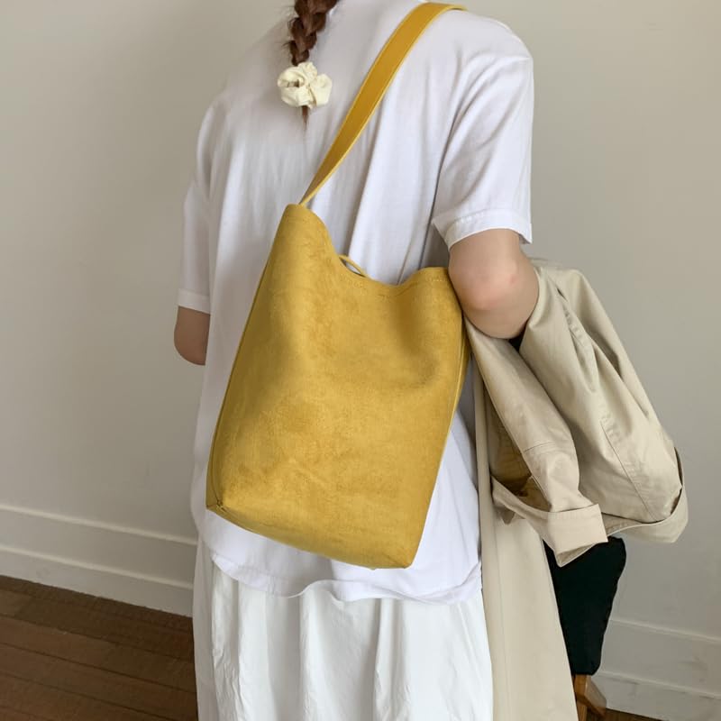 Suede Bucket Bag Fashion Shoulder Bag Slouchy Hobo Bag Tote Handbag Designer Purse for Women Travel Work3