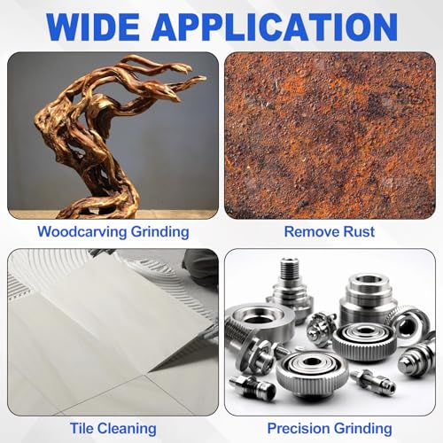 Image of 7 Pack Abrasive Nylon Wheel Brush for Drill with 1 /4 inch Shank 80 120 180 240 320 400 600Grits Sanding Mop Abrasive Wheel Drill Brush for Polishing Removing Rust and Painting,Blue