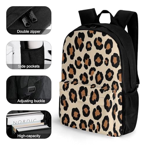 Large Capacity Cheetah Leopard Print Backpack, Women Men Portable Daypack for Hiking, Shopping, Fashion Comfy Shoulder Bag with Adjustable Strap3
