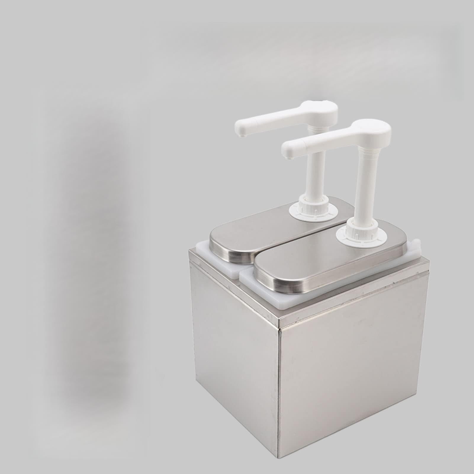 Dispensador de salsa, dispensador de salsa de estación de bomba de condimentos de plástico y acero inoxidable, para exprimir salsa de condimento de mermelada de [Double head-1L/ cabeza], Estación