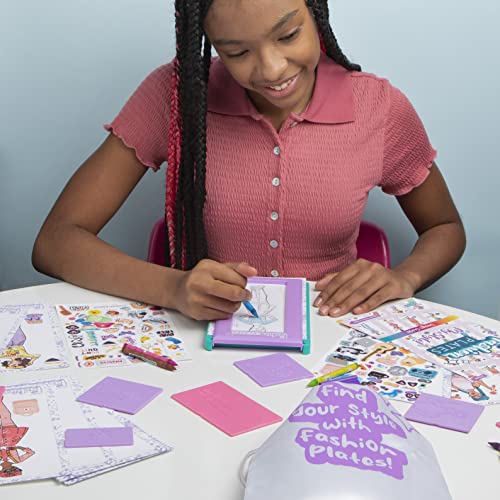 Image of Fashion Plates My Style - Girls Mix-and-Match Drawing Kit, Arts and Crafts, Coloring, Art Supplies, Craft Supplies, Stencils, Crayons Included, Create Your Own Designs, Ages 6+