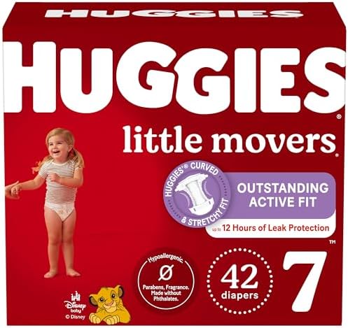 Huggies Size 7 Diapers, Little Movers Baby Diapers, Size 7 (41+ l...