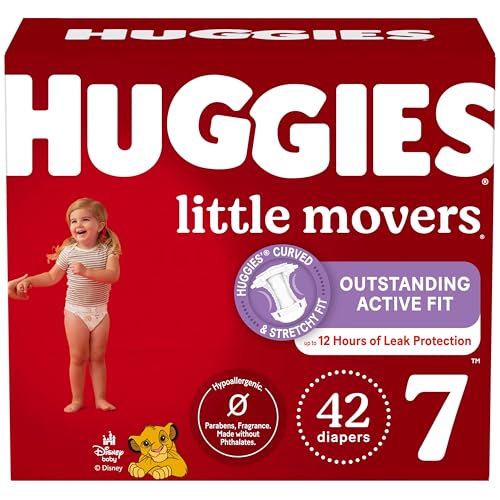 Huggies Size 7 Diapers Little Movers Baby Diapers Size 7 (41+ lbs) 42 Count Packaging May Vary