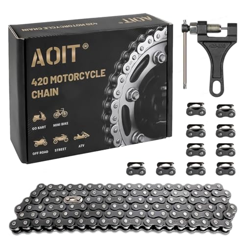 420 Motorcycle Chain 132 Links - 420 Chain for 50 70 90 110 125cc 212cc TaoTao Coolster Apollo Baja Kazuma Chinese ATV 420 Chain for Mini Bike Go Kart Free Chain Breaker Included