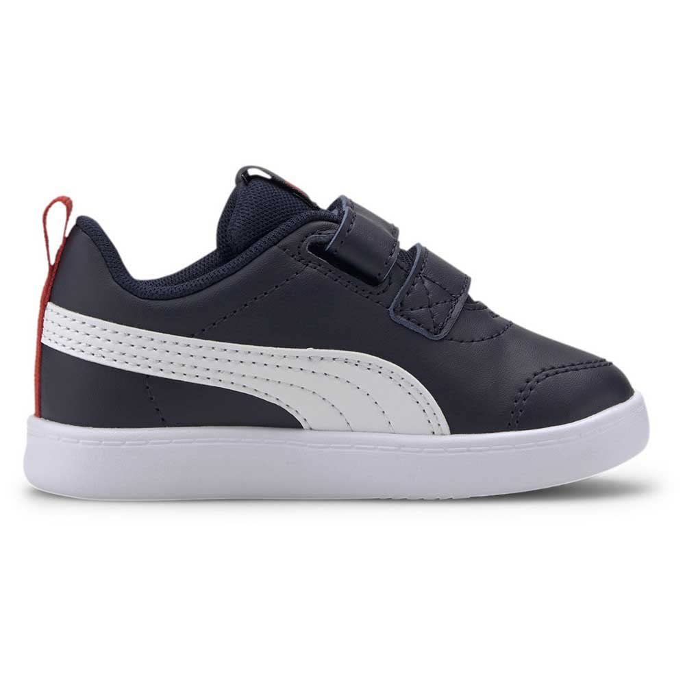 PUMA Unisex Courtflex V2 V Inf Sneaker dziecięce buty typu sneakers, Niebieski Peacoat High Risk Red, 27 EU