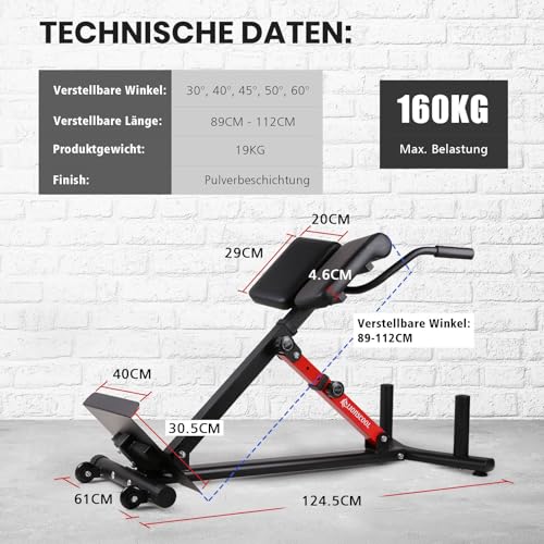 LIONSCOOL Schwerlast-Verstellbare Römische Bank – Rückenerweiterungsbank mit mehreren Einstellmöglichkeiten – Hyperextensionsbank, ideal für das Heimtraining