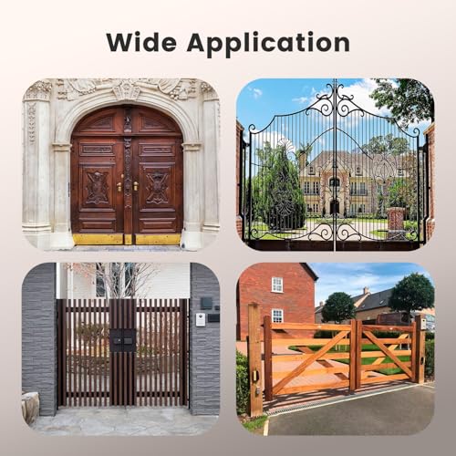 Image of Heavy Duty Gate Hinges with Sealed Bearings and 8 Screws, Adjustable Yoke Pivot, Suitable for Large Driveway Gates Up to 1100 Pounds, Two Pack, Carbon Black (Curved Flat Hinge)