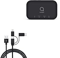 Vista 1 de BoxWave Cable compatible con Alcatel LINKZONE 2 Mobile Hotspot - Cable AllCharge 3 en 1 - Negro azabache