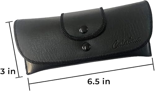 Miniatura 4 de Calabria Estuche para lentes de doble broche para cinturón, de piel sintética, estilo vintage, bolsa para gafas de ojos de la vieja escuela, soporte