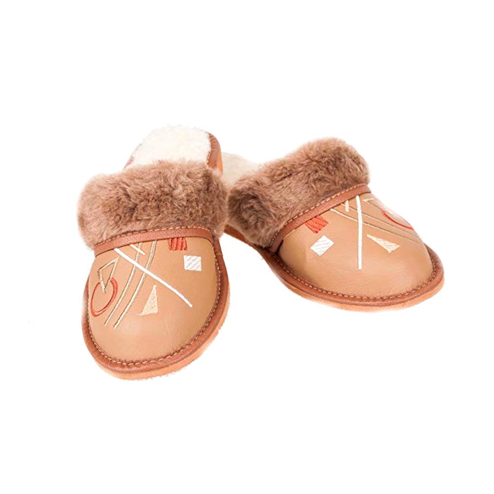 unbranded handmadeNatural Women's Eco Leather Slippers, Flip-Flops, Mules with Warm Design All UK Sizes