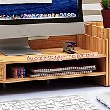 Esyogen Stojak na monitor z drewna, z zamkiem dł. 65,5 x 20 x 13,5 cm, z podwyższeniem monitora, organizer z miejscem do przechowywania, do komputera, laptopa