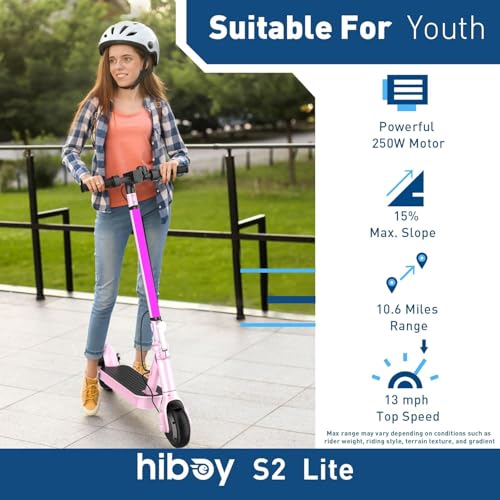 Image of Hiboy S2 Lite Electric Scooter for Teens, 13 MPH, 10.6-Mile Range | 350W Peak Motor, 4 lights, dual brakes, 23.2 lb frame, 6.5 inch solid tires, foldable