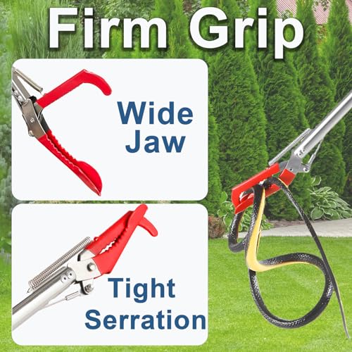 Incycall Optimierter 127 cm Schlangenhaken mit Schloss – Faltbarer Schlangengreifer mit breiter Zange, aus Edelstahl, Langer Reichweite, für sicheres Handling – Ideal für Reptilien