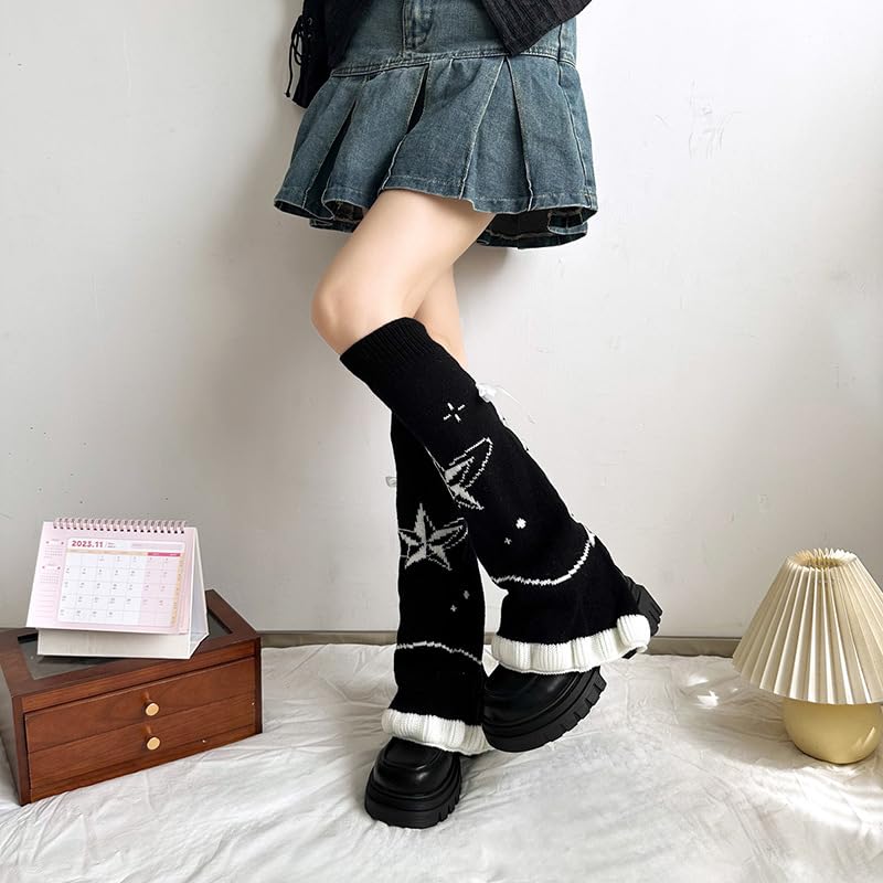 Image of YELAIVP Kawaii Leg Warmers Y2K Knit Lace up Leg Warmers Cute Japanese Harajuku Lolita Leg Warmer for Women Girls