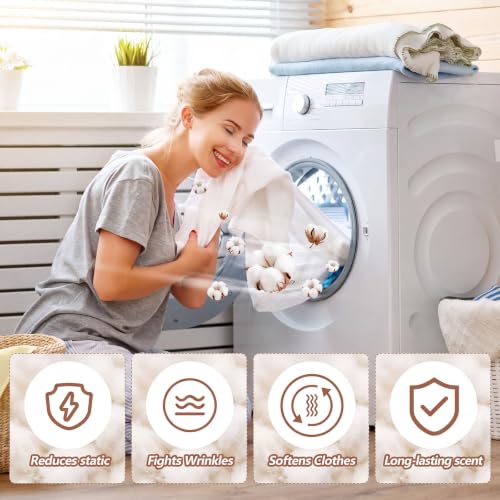 Image of 600 Count Dryer Sheets Bulk Fabric Softener Fresh Cotton Scent Dryer Sheets Naturally Softens and Removes Static Cling, Ideal for Large Households, Sensitive Skin