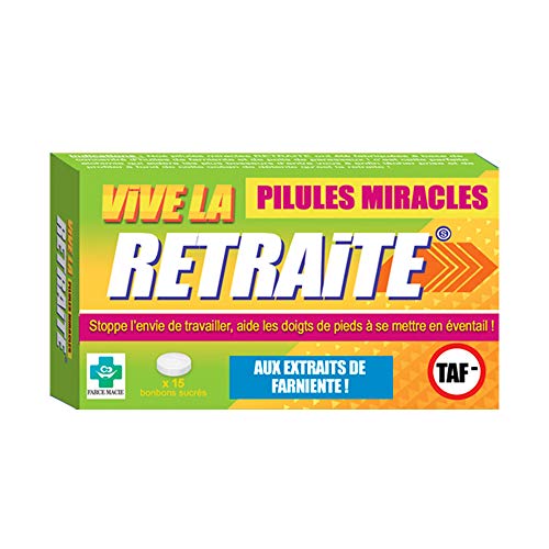 STC - Boite de Médicament Bonbon Humoristique ? Pilules Miracles Retraite