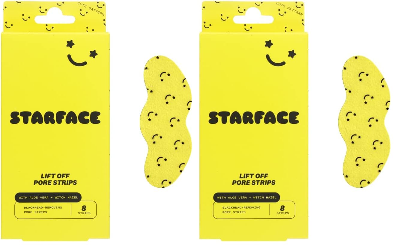 Starface Lift Off Pore Strips, Blackhead Remover, Deep Cleansing Nose Strip, Patches for Pores (8 count): 1 Count (Pack of 16) Yellow Lift Off