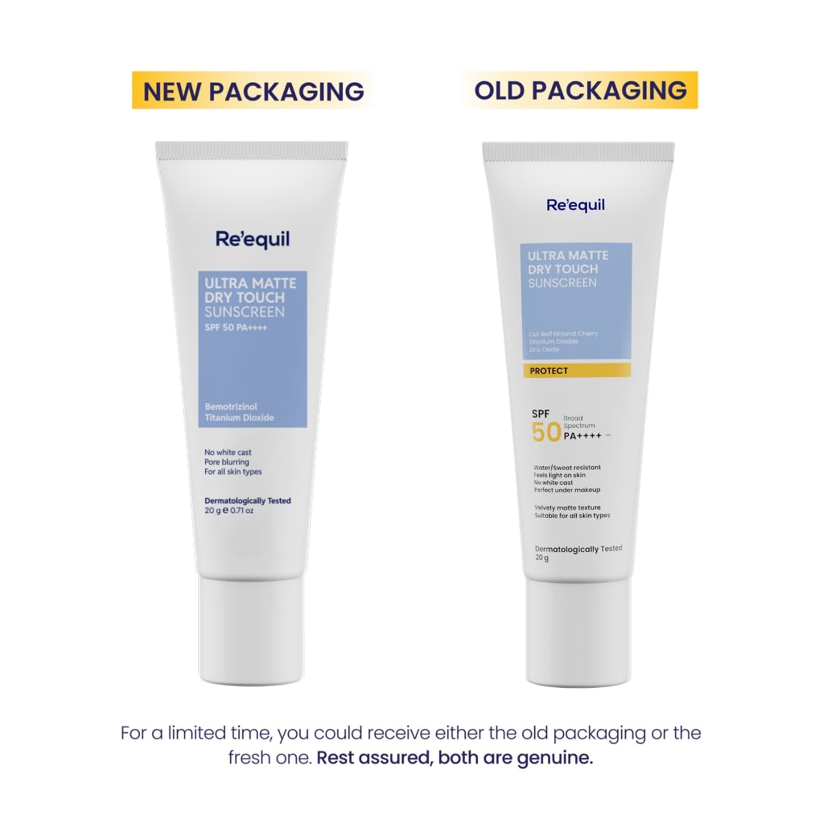 Re' Equil Ultra Matte Dry Touch Sunscreen Gel Spf 50 Pa++++, Water Resistant With Zinc Oxide And Titanium Dioxide 20G image 2