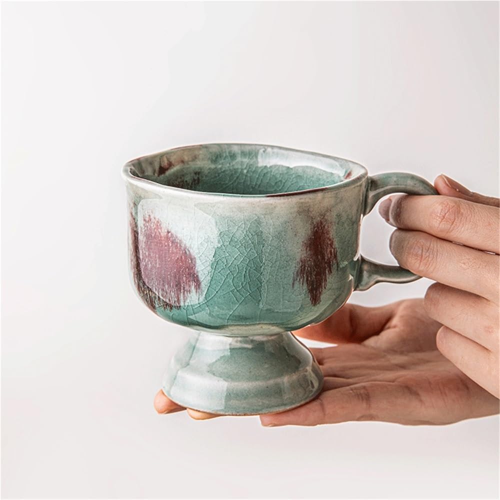 Tazze da caffè, Tazza da caffè con piede alto smaltata ghiaccio incrinato Gradiente in ceramica 8,12 once for negozi