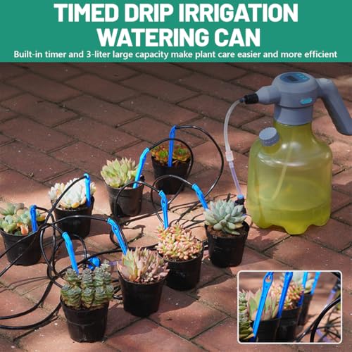 Image of HASTHIP 3L Electric Watering Can with Timer, Automatic Spray Bottle for Plants, 2 Spray Modes, One-Button Control, Includes Micro Irrigation Tube & Spray Head Kit for Garden, Flowers